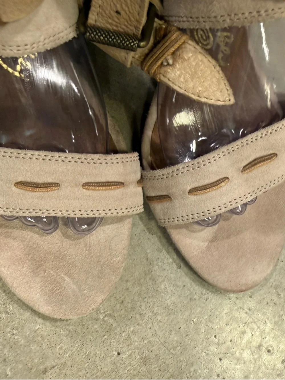 naughty monkey Tan Suede Braided Strap Wedge Sandals